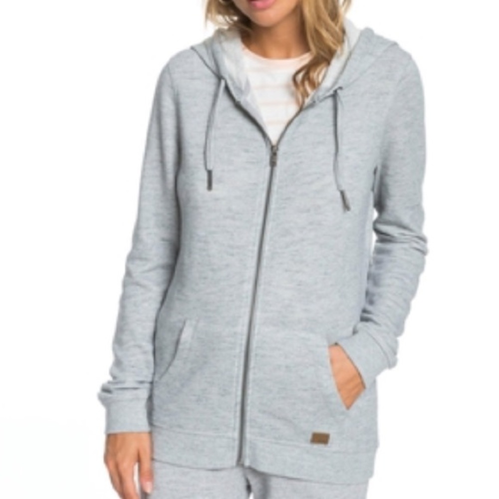 🆕 Roxy Women’s Trippin Zip Fleece Grey Hoodie
